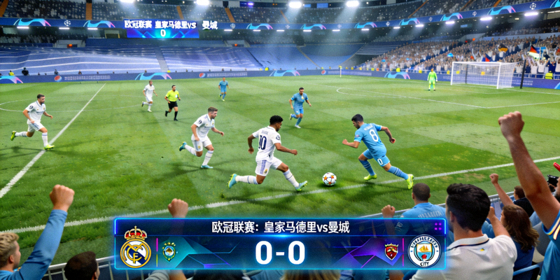 欧冠联赛皇家马德里对阵曼城的比赛直播画面